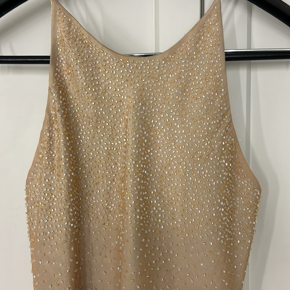 Gorgeous Gold shimmering dress beaded with spaghetti straps size 6 - Picture 2 of 11